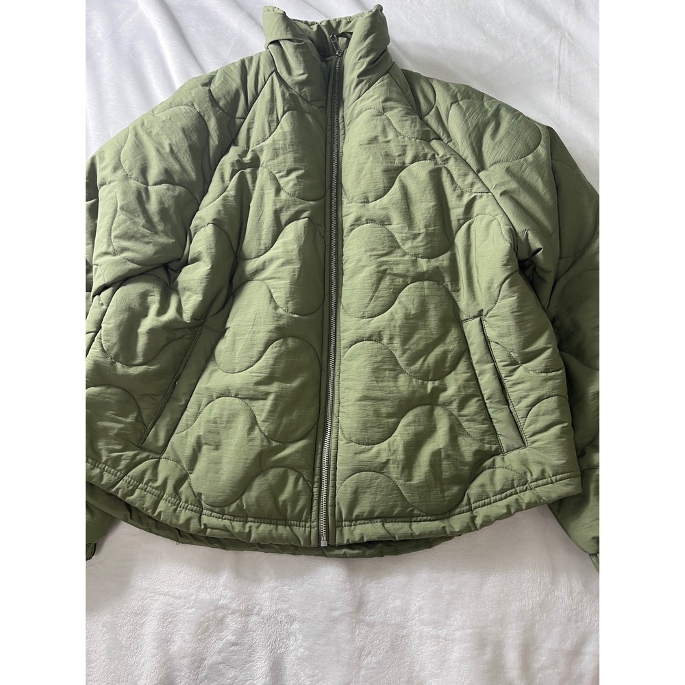 Universal Thread Olive Green Quilted Puffer Jacket Full Zip Size Large